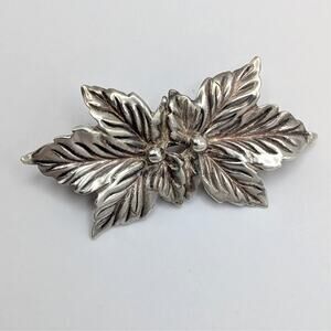 Vintage Beau Sterling Silver Beaucraft Double Leaf Holly Miniature Brooch 1.5in